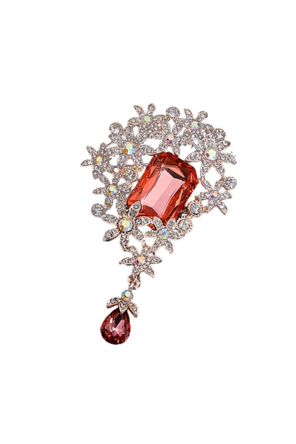 Vintage Flower Pin Elegant Crystals Detailing Ladies Jewelry Statement Pieces