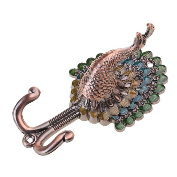 WINDLAND Peacocks Metal Double Hanger Hook Offering Functionality as Curtain Tiebacks Hook Holdbacks or coat and Towel Hangers