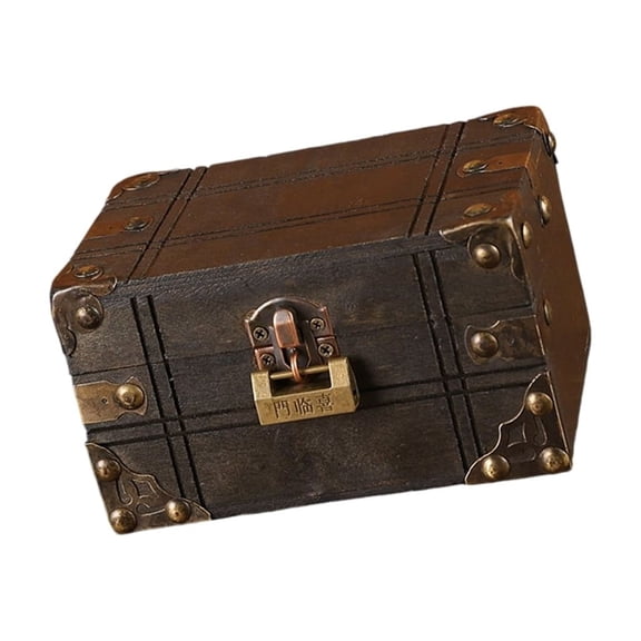 WINDLAND Vintage Pirate Themed Wood Treasures Chest With Secret Code Lock for Mysterious Storage and Home Decoration Daily Use