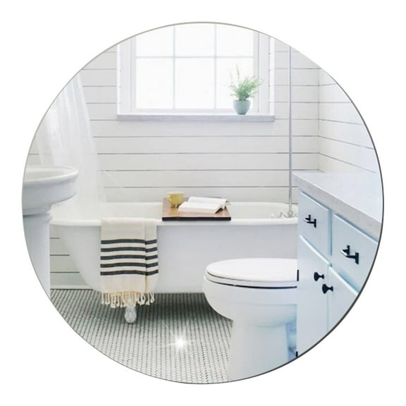 WINDLAND Wall Mirror Sticker Self Adhesive Removable Round Wallpaper for Home Living Room Bathroom Decoration Reflective Glass