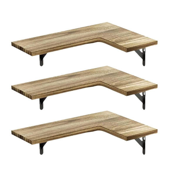 WINDLAND Wall Mounted Wood Corner Shelf Stylish Wall Corner Shelving Holder Effective Wood Floating Storage Holder Rack
