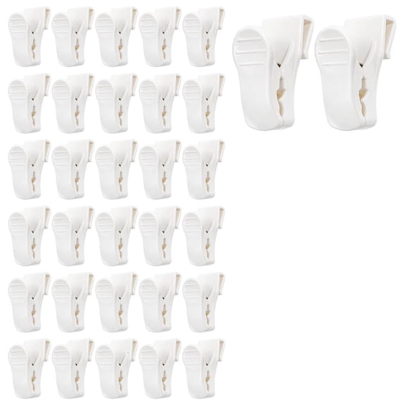 WINDLAND White Plastic Clip 32 Pack Small Hook Styles Holders Ridged Thumb Grip for Food Bags Photos Cards Labels and Grids Wall Displays