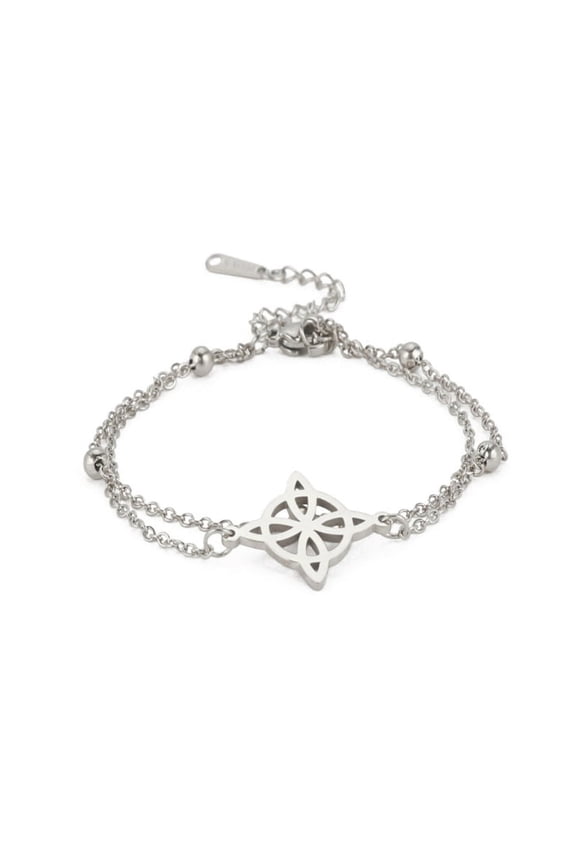 Witch Knot Bracelets Stainless Steel Celtics Knot Charm Bead Chain Bracelet for Women Vintage Wicca Jewelry Couple Gift