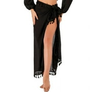 WINDLAND Women Beach Long Sarong Swimsuit Coverups Wrap Pareo with Tassel for Girls