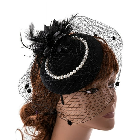 WINDLAND Women Fascinator Headband Derby Pillbox Hat Cocktail Tea Party Fascinator Veil