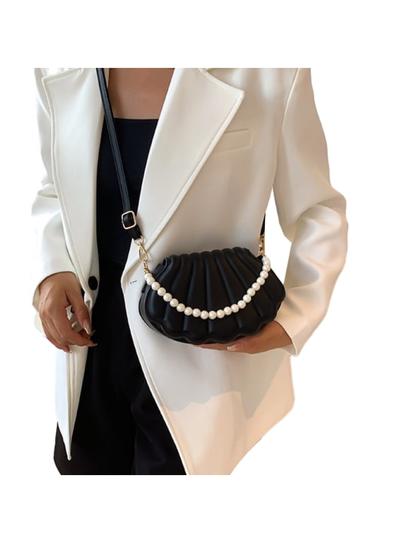 Women Pearl Chain Handbag Trendy Shoulder Crossbody Bags Seashells Evening Bags