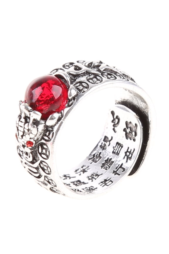 PiXiu Buddhist Heart Sutra Ring Feng Shui Ring Opening Adjustable Mantra Amulet for Protection Wealth Luck Ring Gift for
