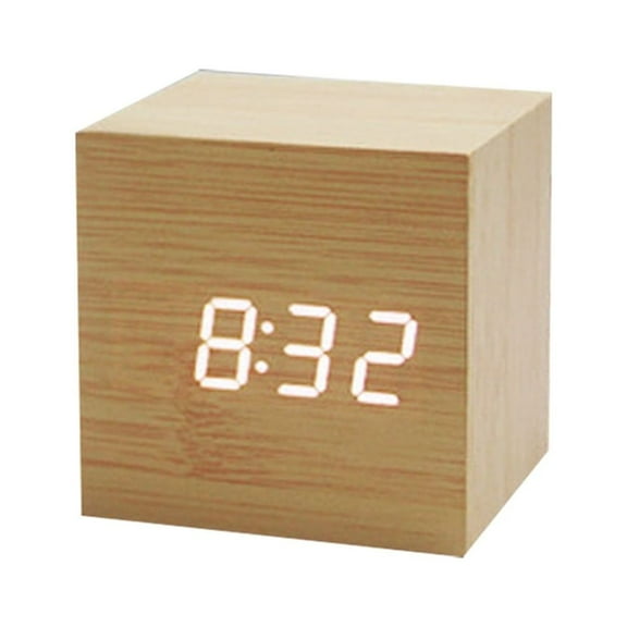 WINDLAND Wood Cube Voice Control Alarm Clock Decorative Clock Party Decoration