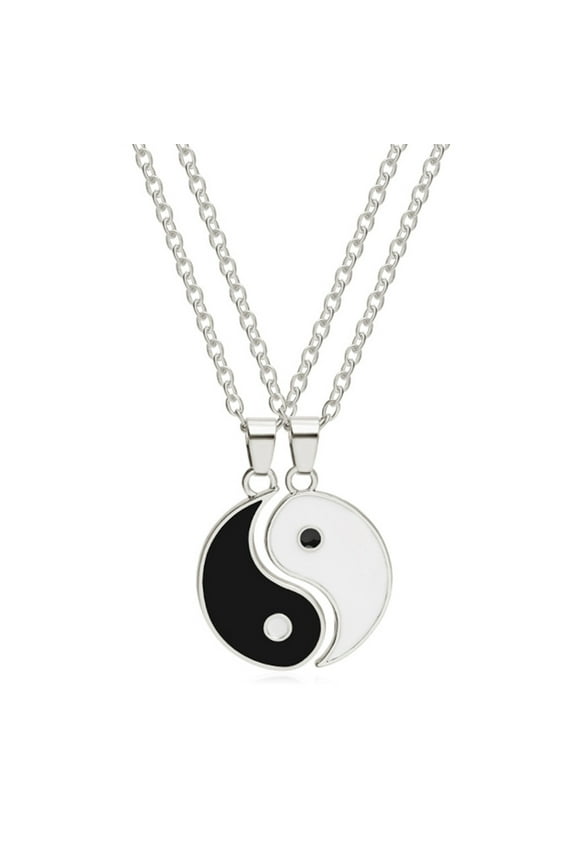 Yin Yang BFF Couples Pendant Necklace Chain for Women Mens Personalized Matching Puzzle Diagrams Best Friend Necklaces