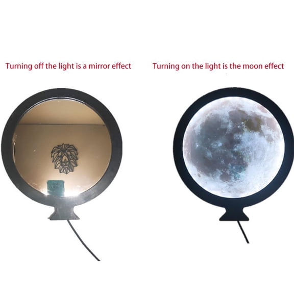 WINDLAND for Smart Round Wall Moon Mirror with LED Light Makeup Mirror Bedroom Bathroom Dressing Table Mirror Gift