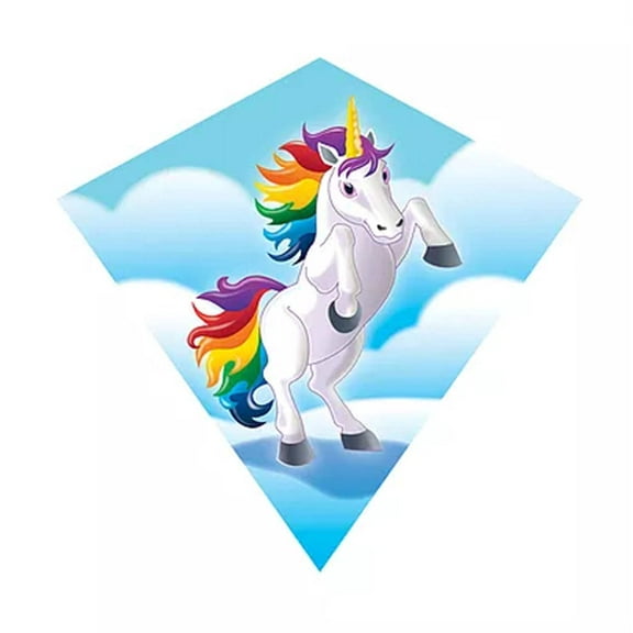 WINDNSUN 18'' Mini Diamond Nylon Kite with Skytails-Handle & Line Included- (Unicorn)