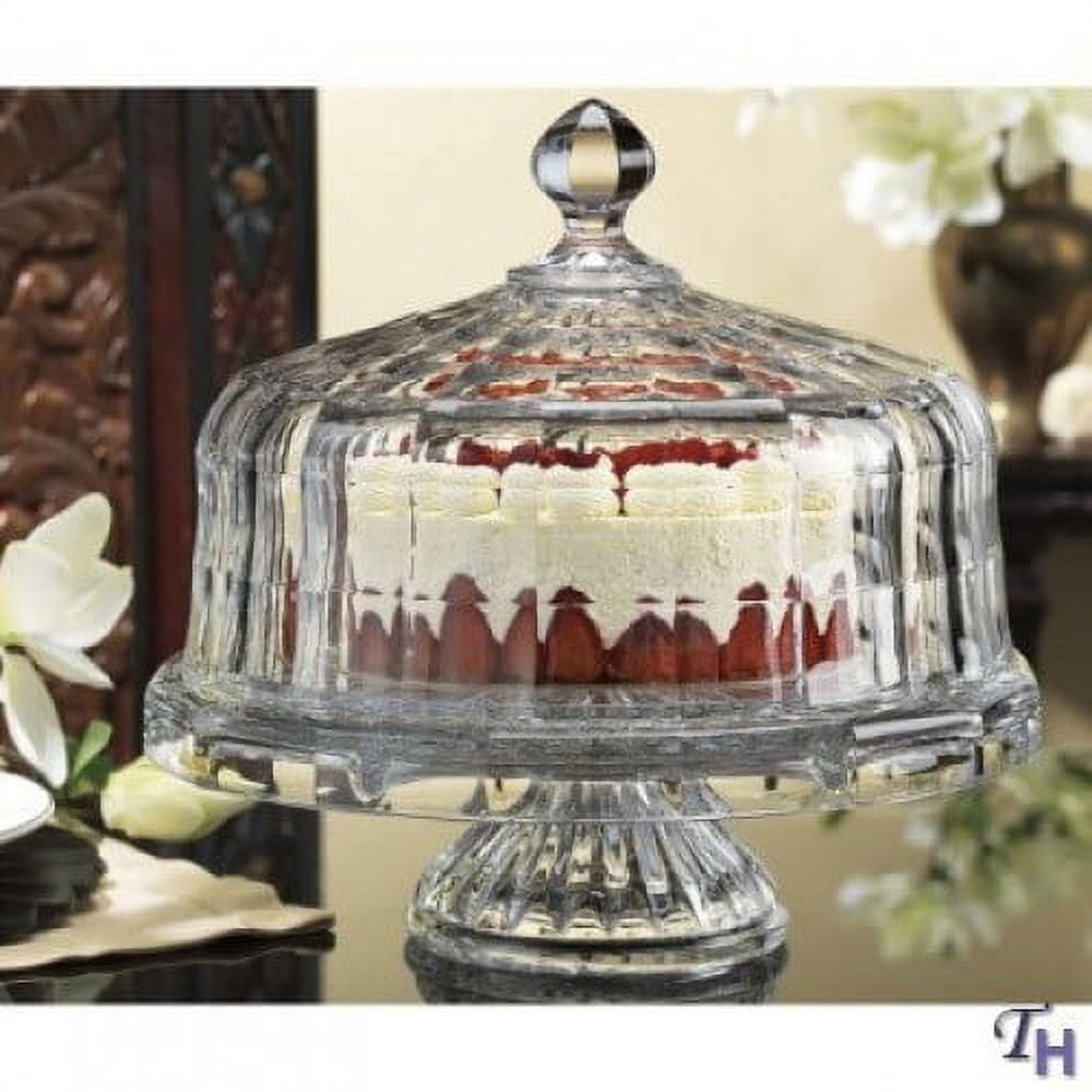 WINDOWS CRYSTAL FOOTED CAKE STAND WITH DOME