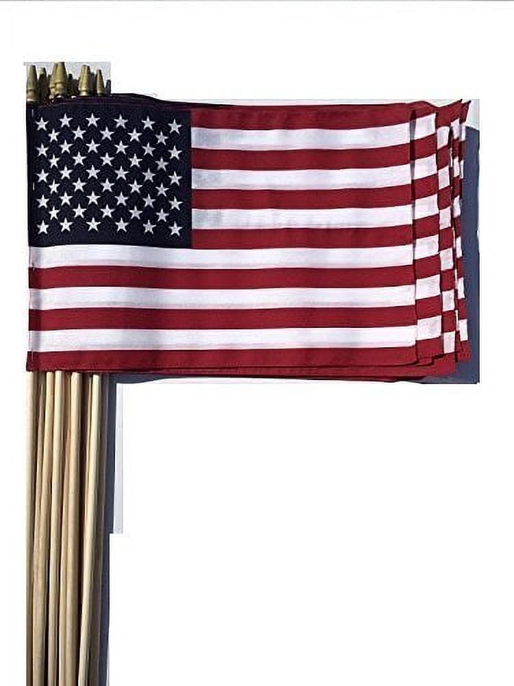 WINDSTRONG Lot of -12-12x18 Inch US  Hand Held Stick Flags Sewn Edges with Spear Tip (Double Sided) Made in the USA