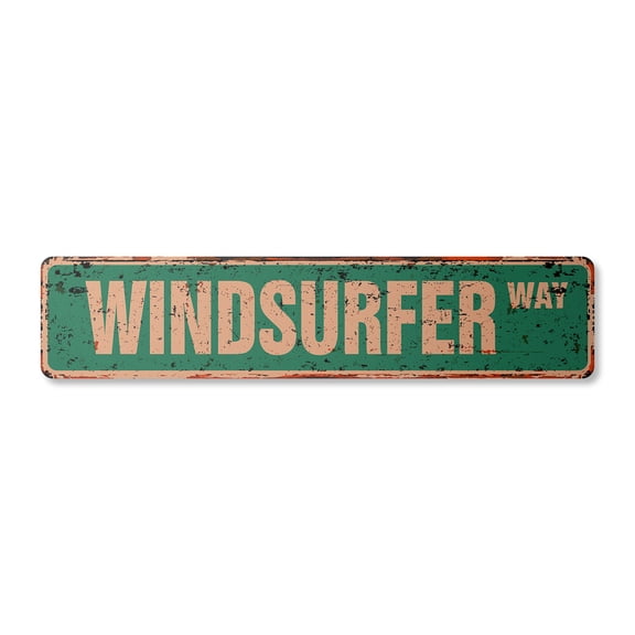 WINDSURFER Vintage Plastic Street Sign windsurfing wind surfing lover sail | Indoor/Outdoor | 18" Wide