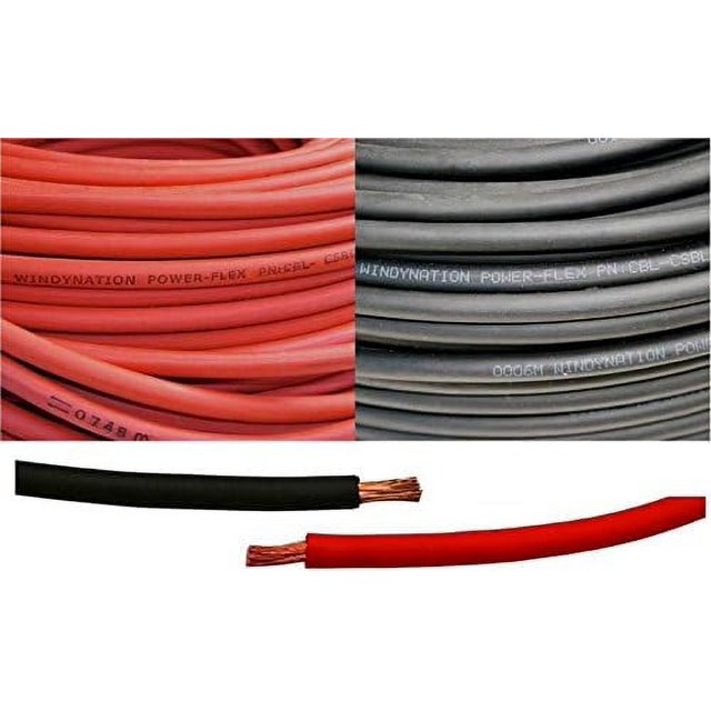 WINDYNATION 1/0 AWG 1/0 Gauge Red and Black Welding Lead & Car Battery
