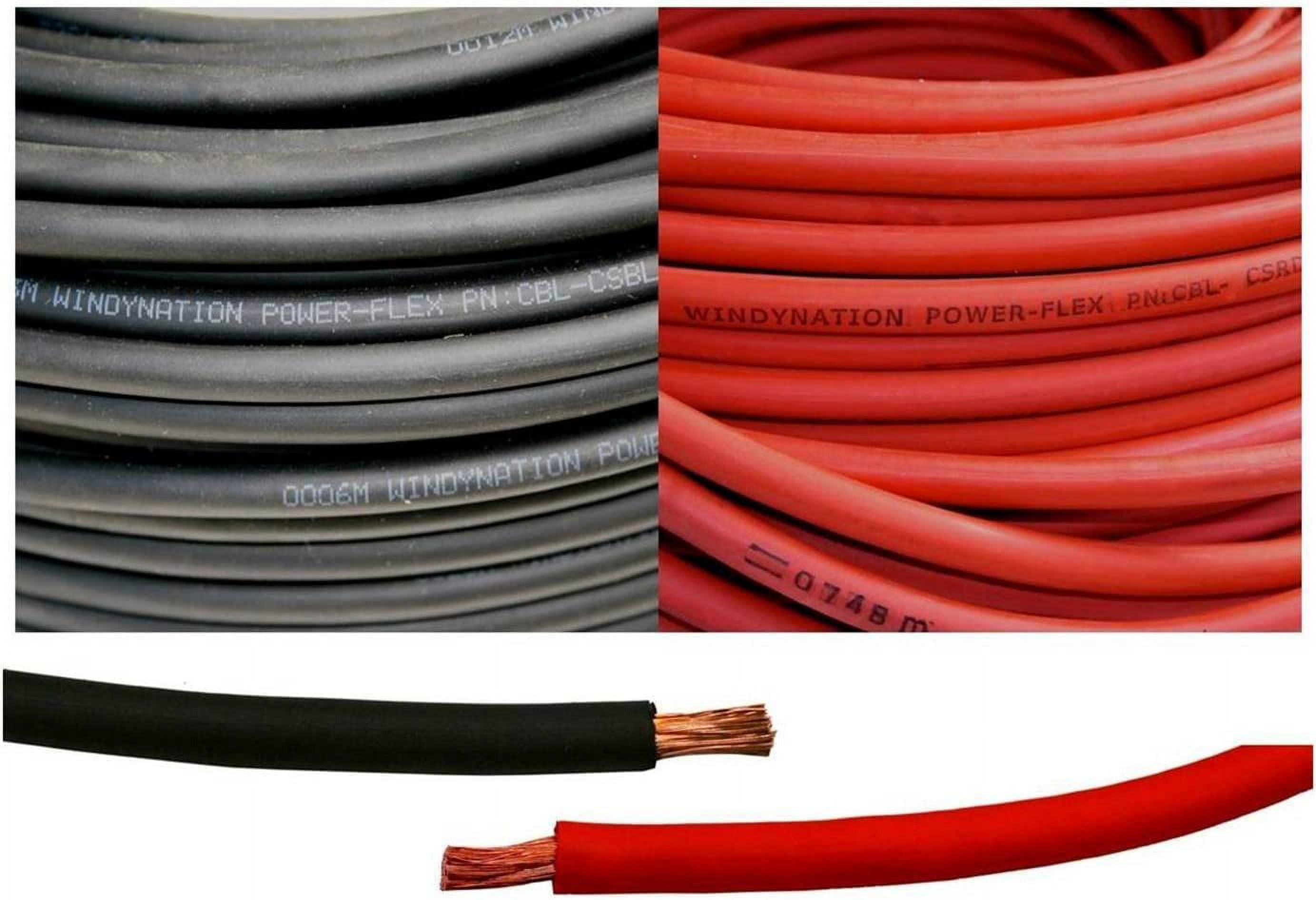 WINDYNATION 6 Gauge 6 AWG 50 Feet Black + 50 Feet Red Welding Battery Pure Copper Flexible Cable Wire - Car, Inverter, RV, Solar