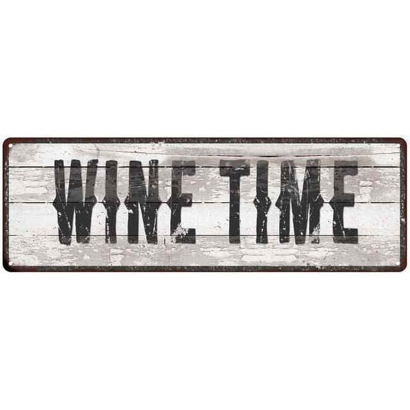 WINE TIME Ship Lap Look Country Chic 6x18 Metal Sign Wall Decor 206180044082