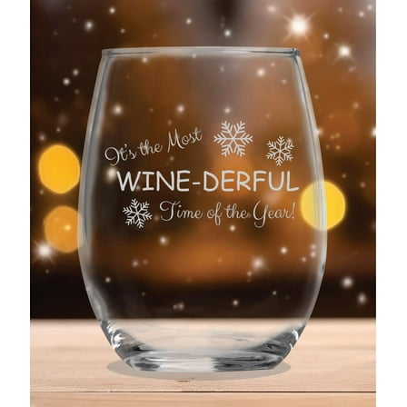 Most WINEderful Time of the Year - 15 oz Stemless Wineglass - Christmas Wine Glass - Funny Christmas Gift - Thanksgiving - Toasting Glasses - - Seasonal