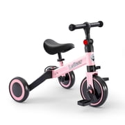 WINFIRE 3-in-1 Toddler Convertible Trike, 2-5 Year Old Kids Learning Bike, Adjustable Ride-On Toy with Foldable Wheels and Detachable Pedals