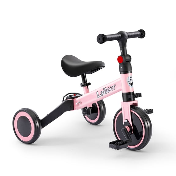 WINFIRE 3-in-1 Toddler Convertible Trike, 2-5 Year Old Kids Learning Bike, Adjustable Ride-On Toy with Foldable Wheels and Detachable Pedals
