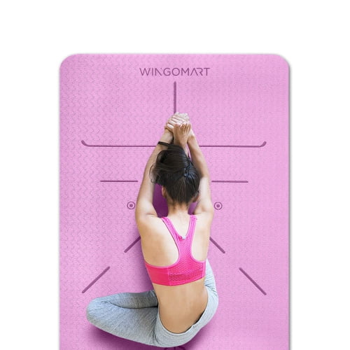 WINGOMART Yoga Mat with Alignment Lines TPE Two Sides Anti