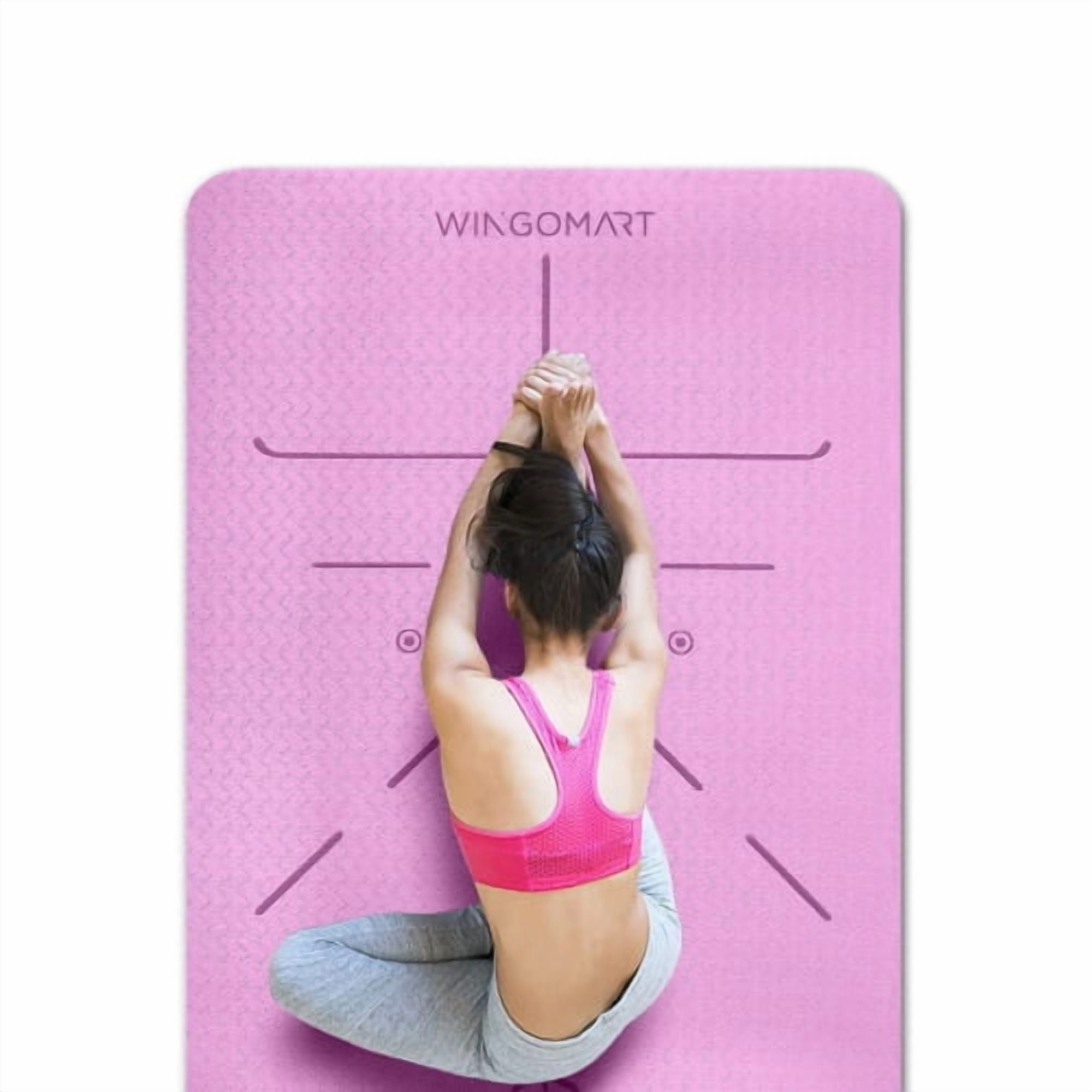 未使用 Legtique 2in1 MAT+EDM 48-JY0923-04 WINGOMART Yoga Mat with Alignment Lines TPE Two Sides Anti-Tear