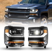 WINJET For 2016 2017 2018 2019 Chevy Silverado 1500 HID/Xenon LED Projector Headlights Black Housing