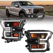 WINJET Headlights Assembly For 2015 2016 2017 Ford F-150,High Low Beam Projector Headlights w/ Led DRL,Led Amber Turn Signal Lights