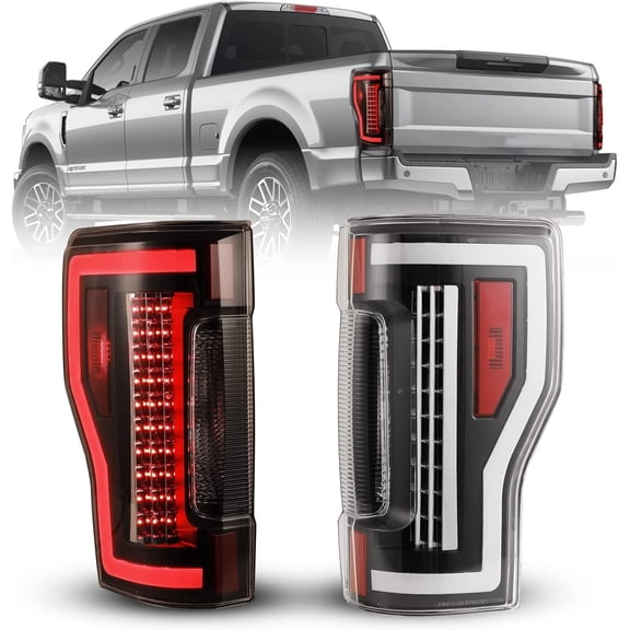 WINJET LED Tail Lights For 2017-2019 Ford F-250/F-350/F-450 Super Duty,Full LED Sequential Turn Signal Rear Brake Lamp DRL Taillights Replacement Clear Lens