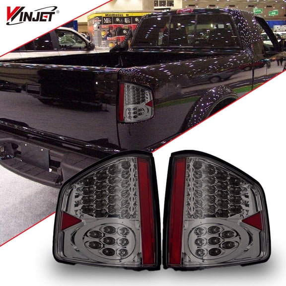 WINJET Tail Lights for Chevrolet Chevy S10 1994-2004 / GMC Sonoma 1994-2004 / Isuzu Hombre 1996-2000 Tail Lamps LED Rear Lights Car Rear Lamps Assembly Replacement (Chrome Housing / Smoke Lens)