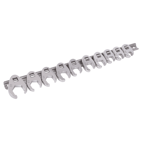 WINMAX 10 PC 3/8 Inch Drive Fully Polished Metric Flare Nut Crowfoot Wrench Set