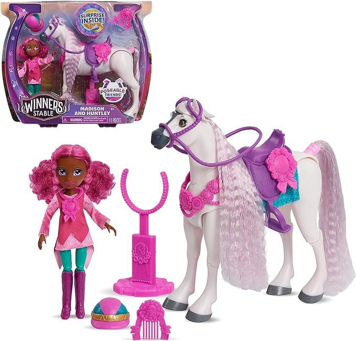 WINNER'S STABLE Doll and Horse 11-Piece Set, 5-Inch Madison Articulated ...