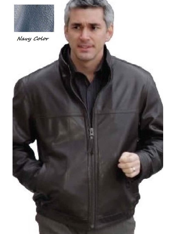 WINNERS LEATHER JACKET UNION MADE IN USA (Large, NAVY)