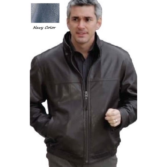 WINNERS LEATHER JACKET UNION MADE IN USA (Medium, NAVY)
