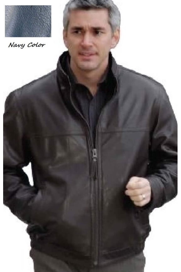 WINNERS LEATHER JACKET UNION MADE IN USA (Medium, NAVY)