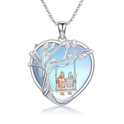 WINNICACA 2 Sister Necklace Sterling Silver Heart Moonstone Always My Sisters Forever My Friend Jewelry Birthday Anniversary Valentines Mothers Day Gifts for Women