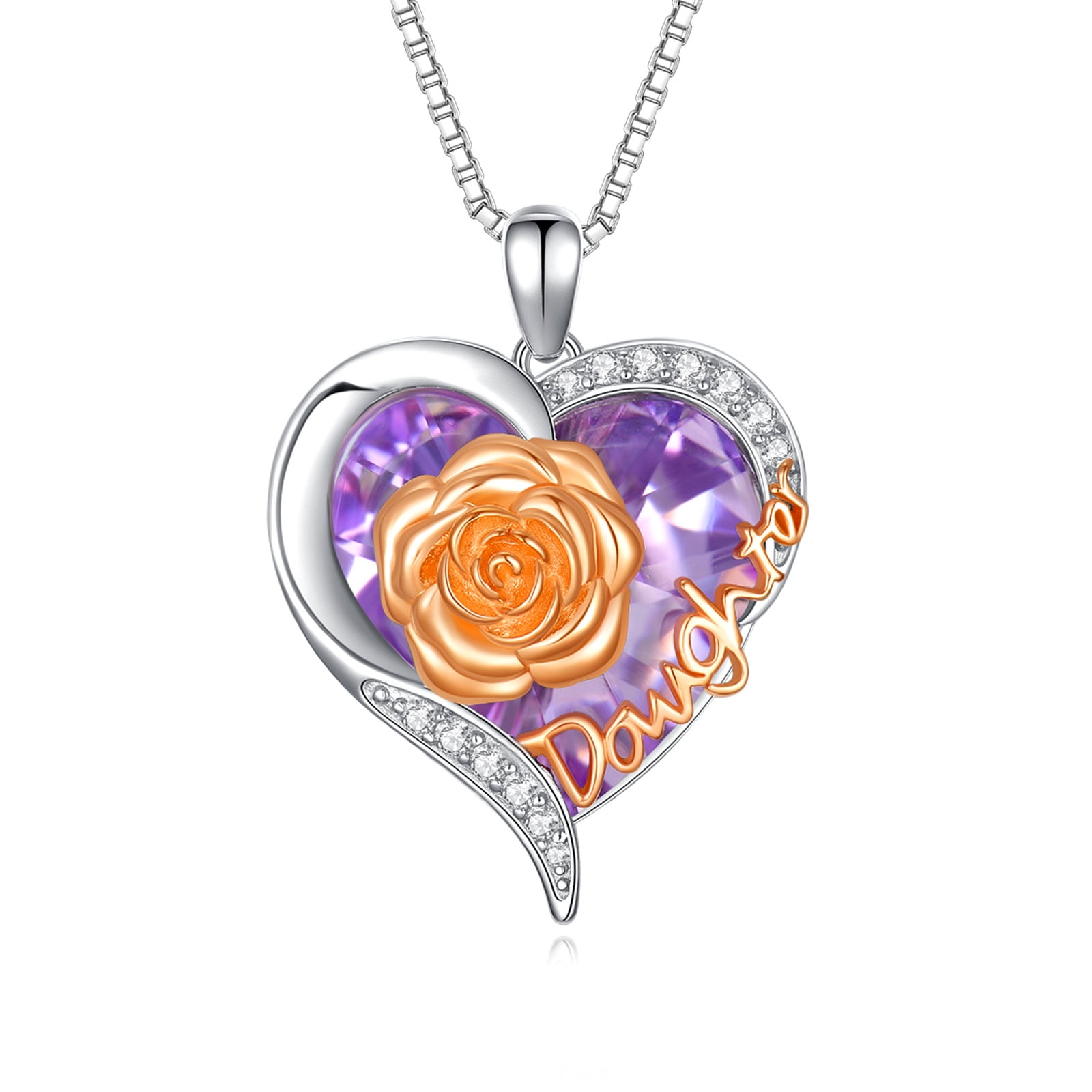 WINNICACA Christmas Gifts for Daughter Sterling Silver Rose Daughter