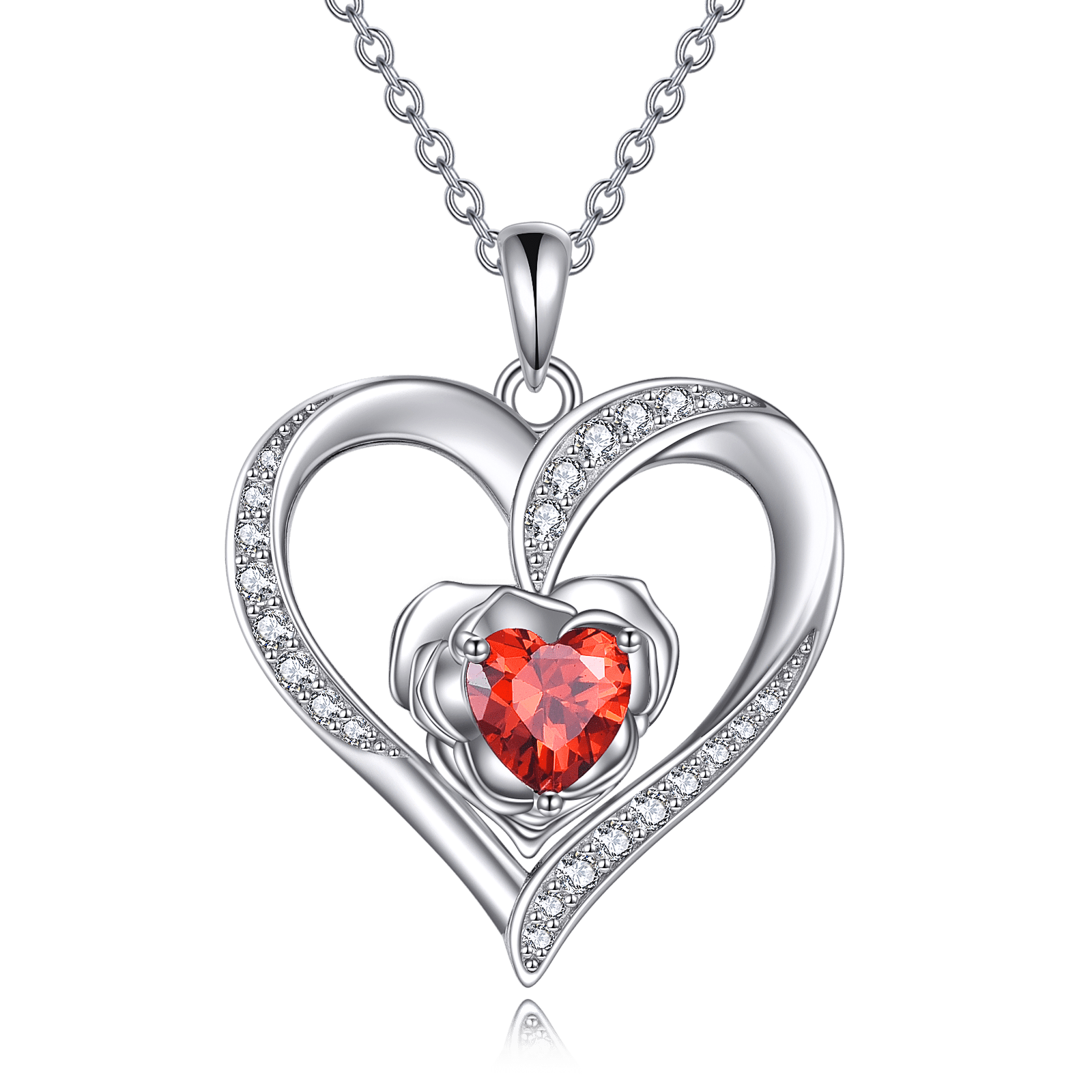 WINNICACA Christmas Gifts for Women S925 Sterling Silver Rose Heart