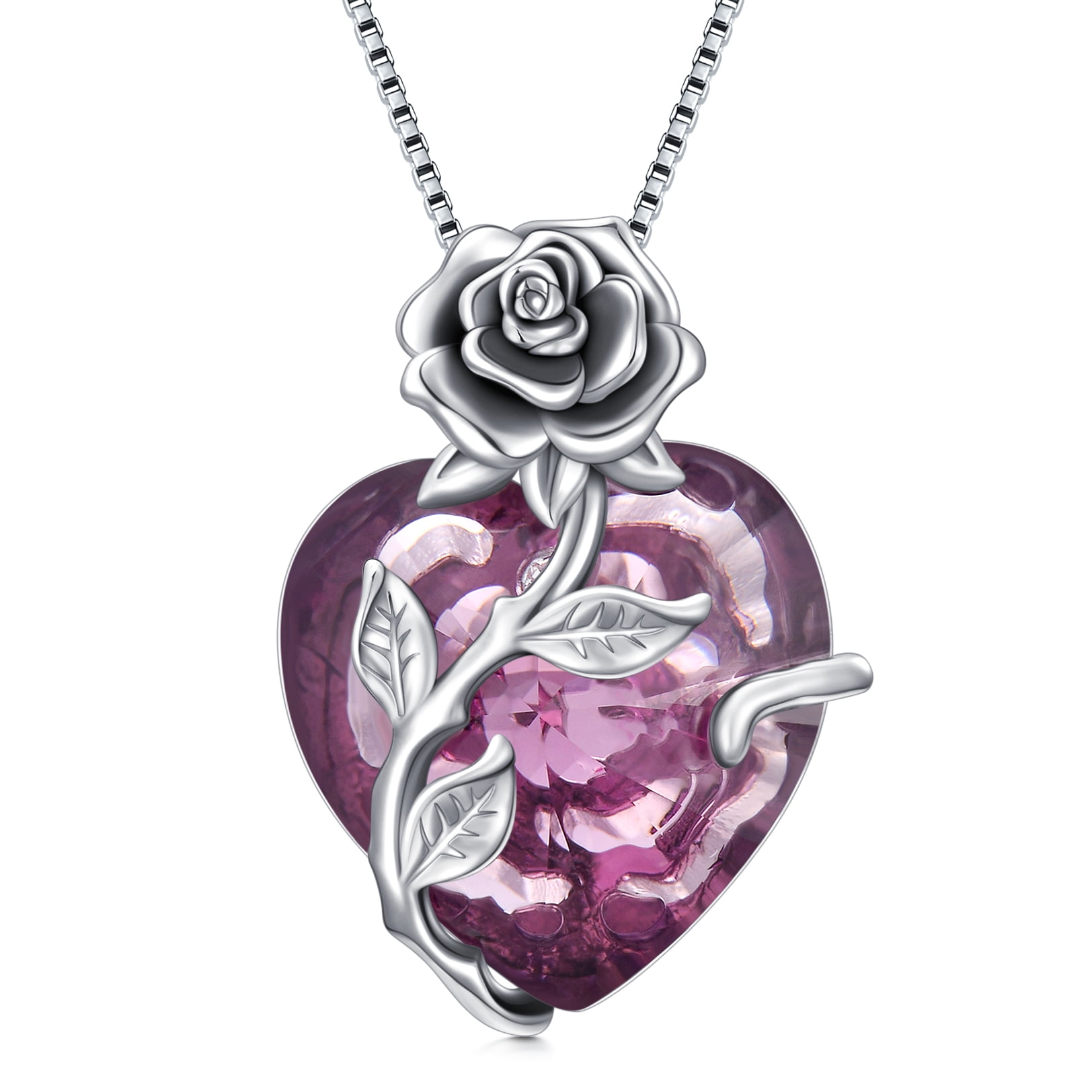 WINNICACA Christmas Gifts for Grandma S925 Sterling Silver Amethyst Grandma  Necklace with Purple Heart Crystal I Love You Forever Grandma Pendant  Necklace Jewelry Gifts for Women Grandma Birthday 