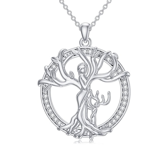 WINNICACA 925 Sterling Silver Mothers and 1 Daughter or Son Necklace Family Tree of Life Cubic Zirconia Jewelry Birthday Anniversary Mothers Day Valentines Day Gifts for Mom