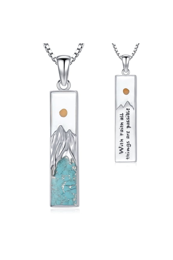 Mustard Seed Necklace for Women 925 Sterling Silver Mountain Bar Necklace Faith Pendant Religious Christian Mustard Seed Jewelry Valentines Mothers Day Gifts for Women