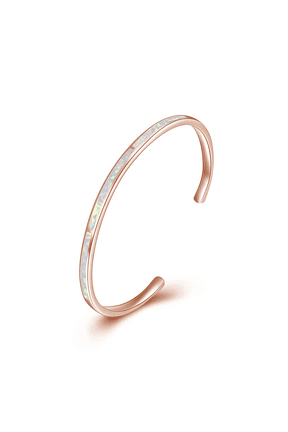 Opal Bracelet Sterling Silver Rose Gold Opal Cuff Bangle Bracelets She Believed She Could So She Did Hypoallergenic Inspirational Jewelry Valentines Day Gifts for Women