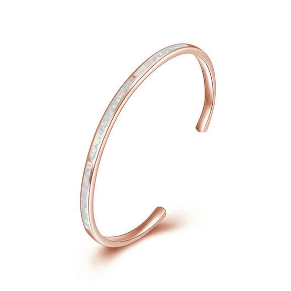 WINNICACA Opal Bracelet Sterling Silver Rose Gold Opal Cuff Bangle Bracelets She Believed She Could So She Did Hypoallergenic Inspirational Jewelry Valentines Day Gifts for Women