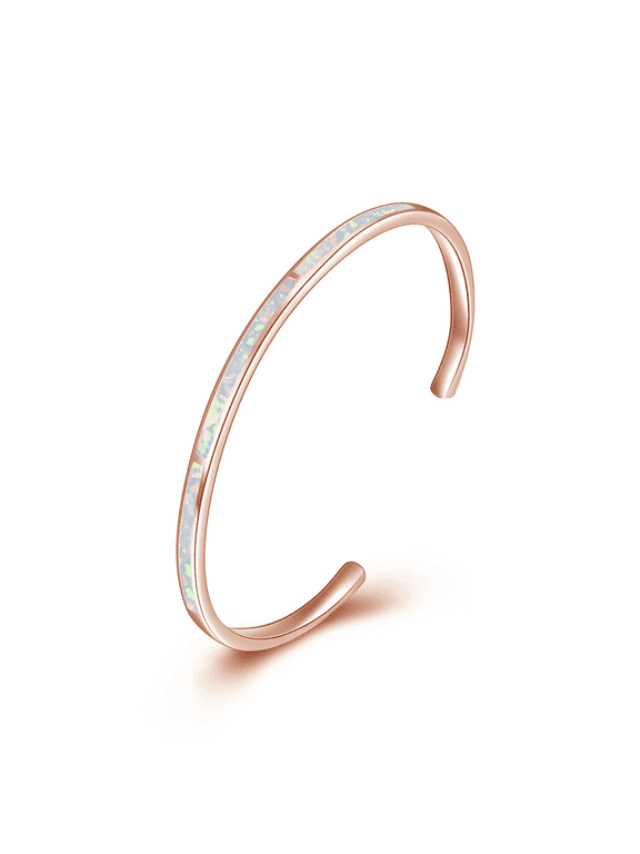 Opal Bracelet Sterling Silver Rose Gold Opal Cuff Bangle Bracelets She Believed She Could So She Did Hypoallergenic Inspirational Jewelry Valentines Day Gifts for Women