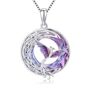 Phoenix Necklace 925 Sterling Silver Purple Crystal Pendant Phoenix Rising Jewelry Birthday Valentines Mothers Day Gifts for Women