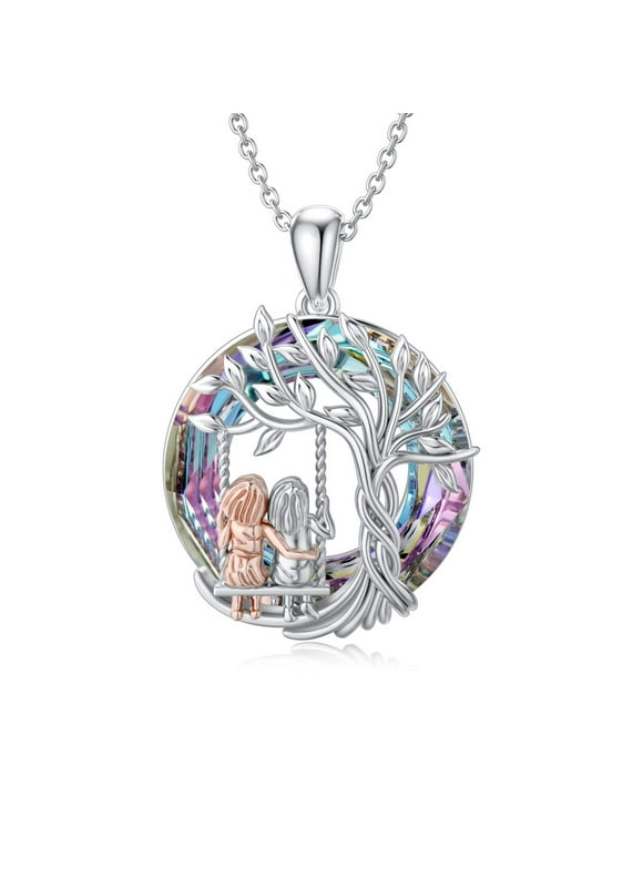 WINNICACA Sister Gifts from Sister S925 Sterling Silver Tree of Life Sister Necklaces for 2 Sisters with Crystal Friendship Necklace Jewelry Gifts for Women Best Friend Girls Birthday Mother's Day