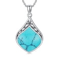 thumbnail image 1 of WINNICACA Teardrop Necklace 926 Sterling Silver Vintage Turquoise Gemstone Pendant Jewelry Birthday Valentines Day Gifts for Women Mom, 1 of 8