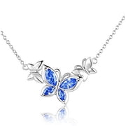 Butterfly Choker Necklace s925 Sterling Silver Pendant Necklace Jewelry Birthday Anniversary Mothers Valentines Day Gifts for Women