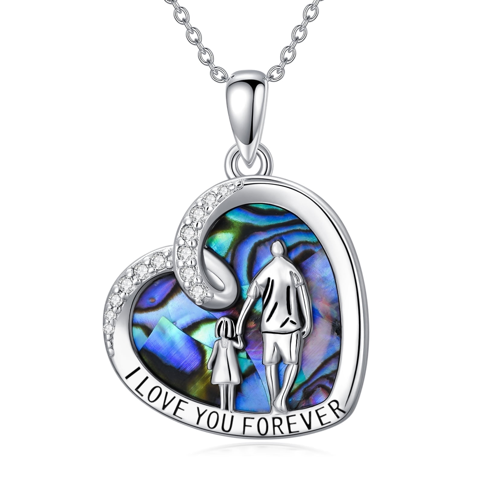 WINNICACA S925 Father Daughter Love Necklace, Abalone Shell Pendant — free download
