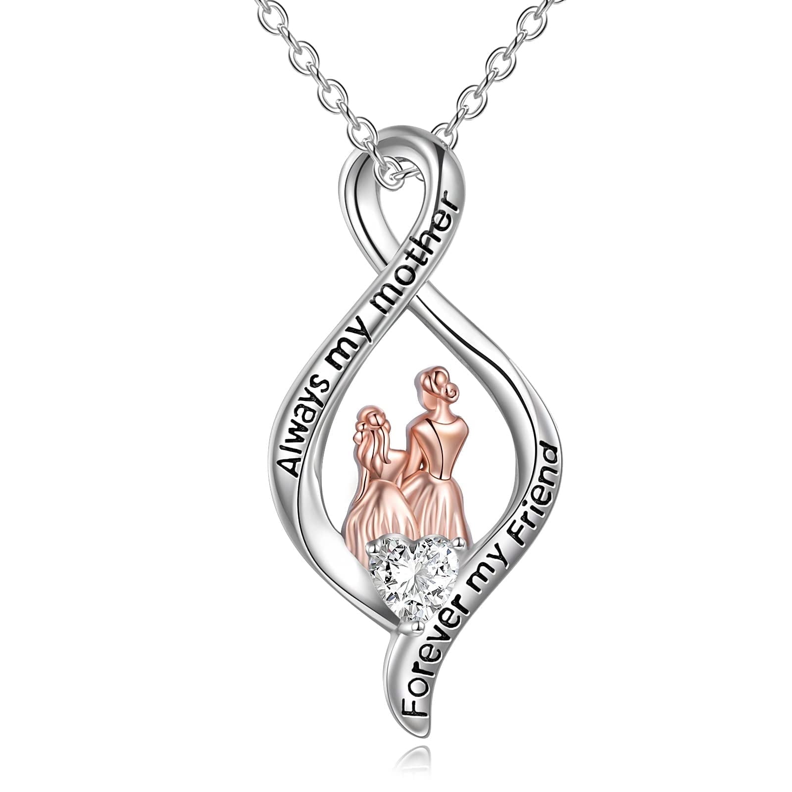 WINNICACA S925 Sterling Silver Mother Daughter Necklace, Love You ...